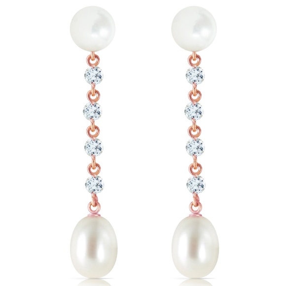 CHANDELIERS EARRINGS WITH AQUAMARINE & PEARL